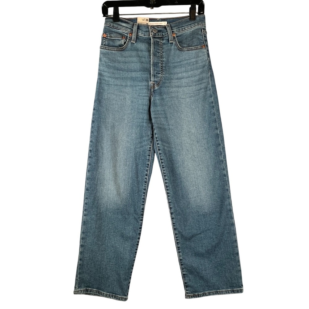 Levis Womens 27x27 Ribcage Straight Ankle Jeans Button Fly High Rise NWT Blue